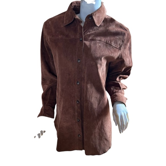 Charter Club leather suede boho chic bohemian long sleeve jacket M - Picture 2 of 6